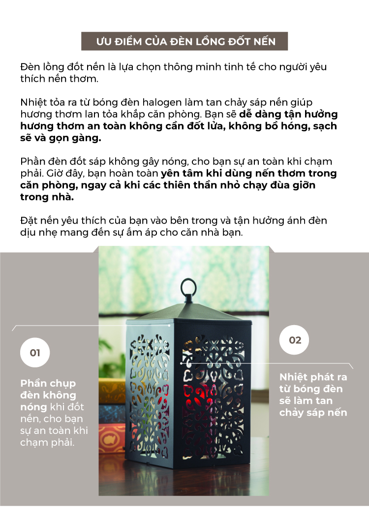 Đèn lồng đốt nến Scroll Lantern White