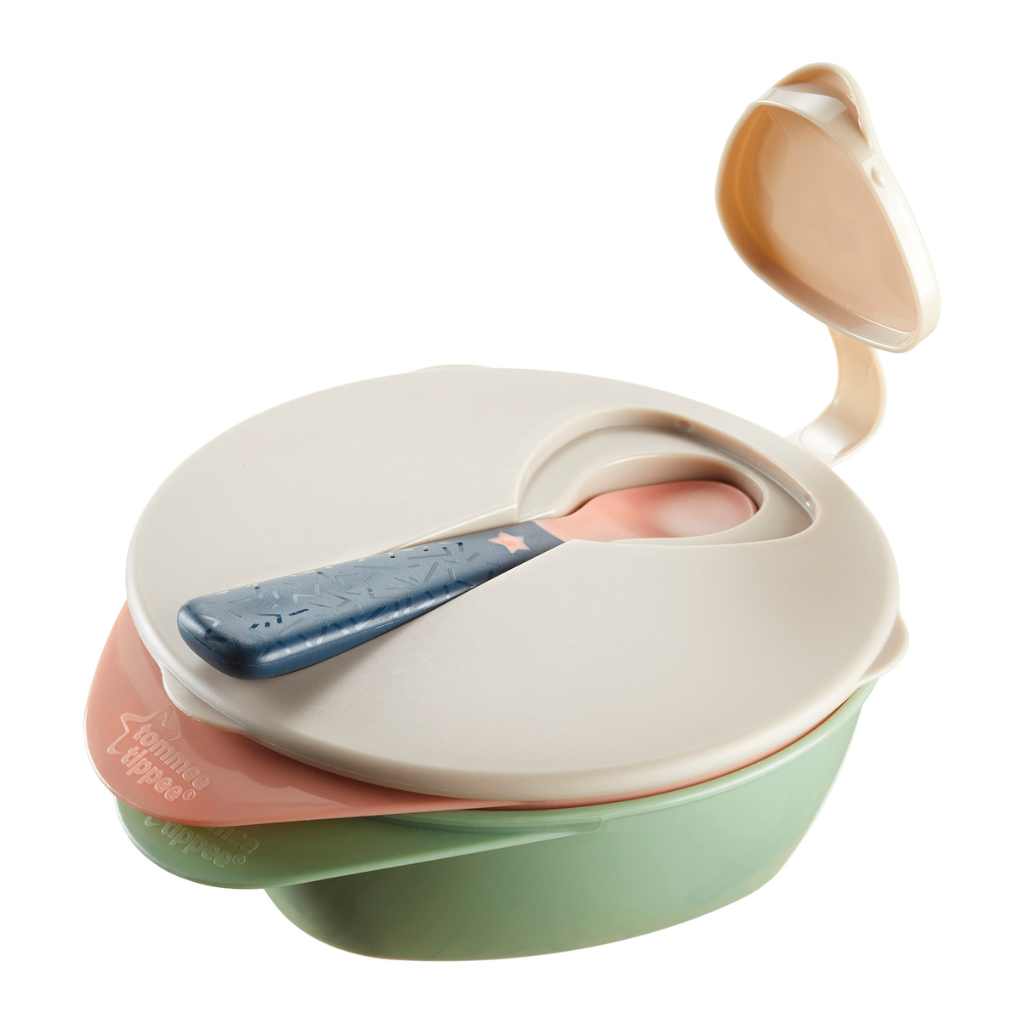 Bát Ăn Dặm Có Nắp Kèm Thìa Tommee Tippee Easy Scoop Cho Bé Từ 6 Tháng (Set 2 cái)