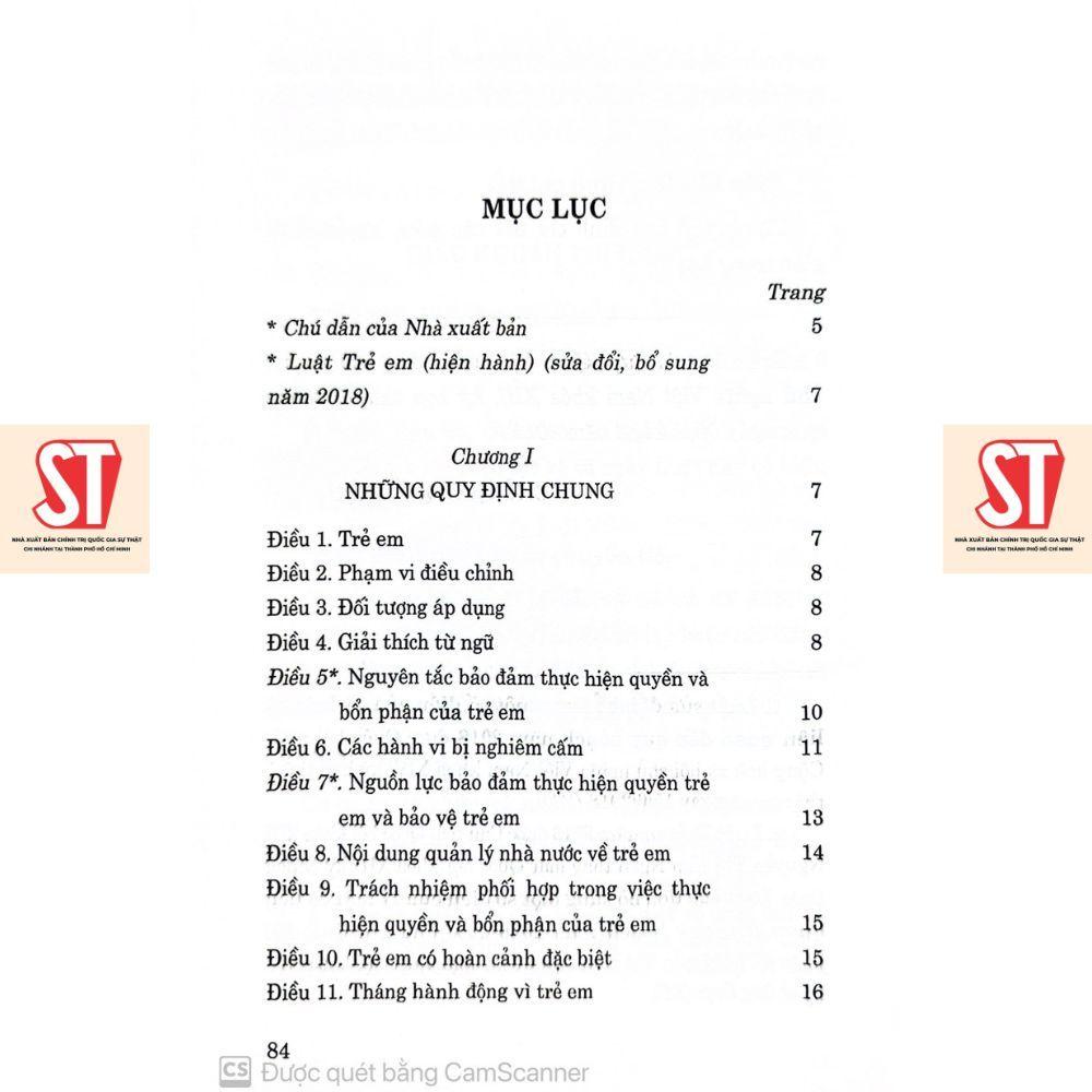 Sách - Luật Trẻ Em (Hiện Hành) (Sửa Đổi, Bổ Sung Năm 2018) - NXB Chính Trị Quốc Gia
