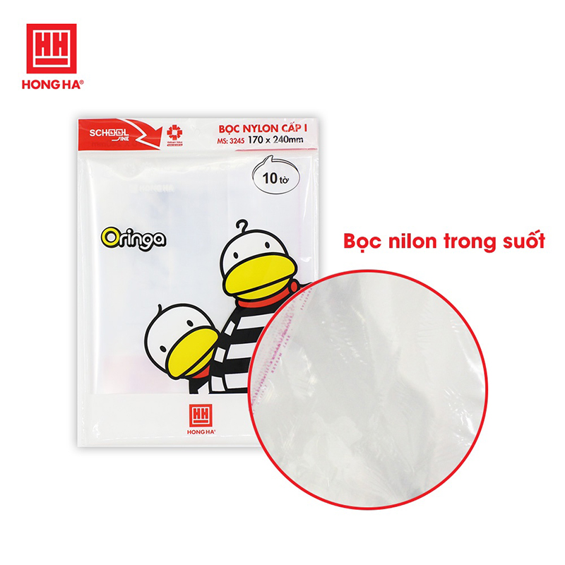 Bọc vở nilon cấp 1 Hồng Hà 170 x 240 mm - 3245 tập 10 chiếc