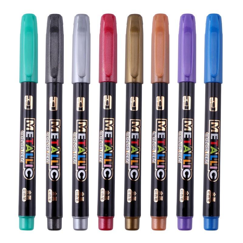 Set 8 Màu Bút lông Marker 2mm kim loại lấp lánh dựa trên nước ,Bút Nghệ Thuật Cho Học Sinh, BAOKE/MP570