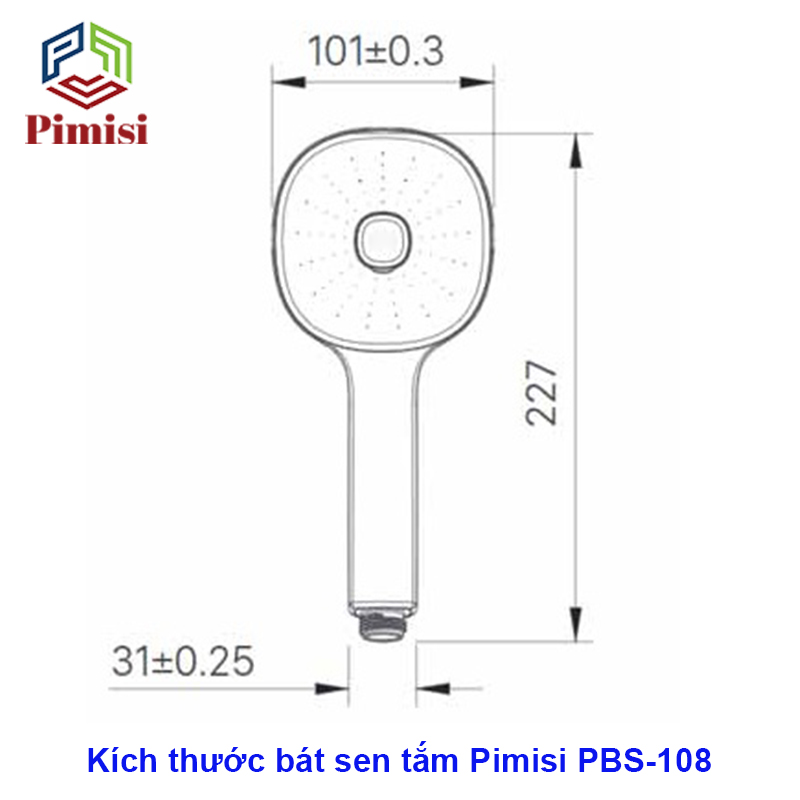 Bát Sen Tắm Của Vòi Tắm Hoa Sen Nóng Lạnh Pimisi Với Tay Sen Bằng Nhựa Cao Cấp Mạ Xi Cr/Ni Màu Inox Sáng Bóng Kiểu Vuông Bo Tròn Góc - Ổn Định Nhiệt Độ Nước Nóng Lạnh Theo Công Nghệ Đầu Phun Tăng Áp Dạng Phun Mưa Tiết Kiệm Nước | Hàng Chính Hãng