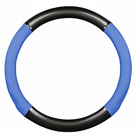 Bọc vô lăng TTAUTO cho xe ô tô từ 4 đến 7 chỗ chất liệu da vân carbon cao cấp (Đen-Xanh)
