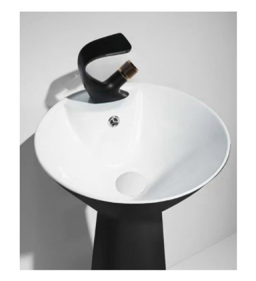 CHẬU LAVABO, CHẬU RỬA MẶT TRỤ TRÒN LIỀN KHỐI NÓN LÁ RẤT VIỆT NAM GROVES GRL NTT03 (43x43x87, đẹp sang trọng)