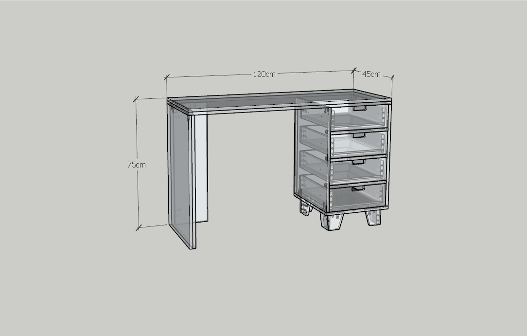 HAPPY FURNITURE , ALVA - Bàn làm việc 4 ngăn kéo, BAN_126 , 120cm x 45cm x 75cm DxRxC