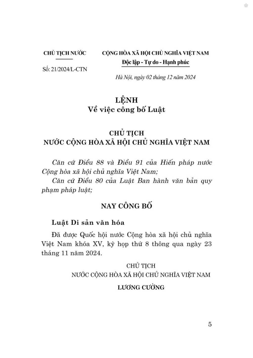 Luật di sản văn hóa 2024 - bản in 2025