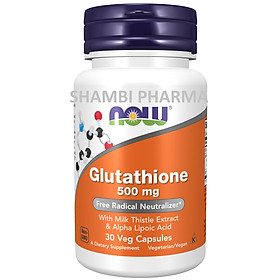Viên Uống NOW FOODS Glutathione 500mg Chống Lão Hóa Da, Oxi Hóa, Thải Độc Gan Lọ 30 Viên
