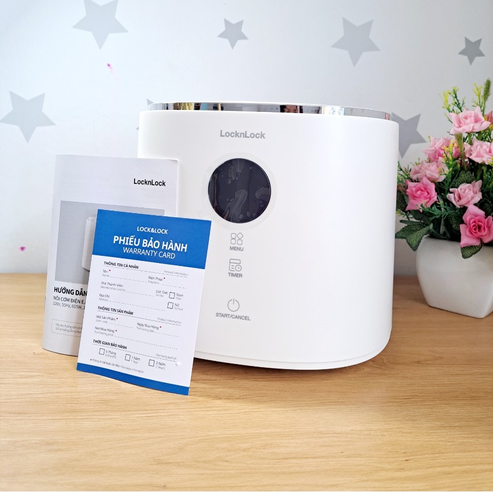 Nồi Cơm Điện Lock&Lock Bianco Nemo Rice Cooker 1.2L EJR384IVY 6 Chế Độ, Giữ Ấm 24h, màn hình LCD - Hàng Chính Hãng