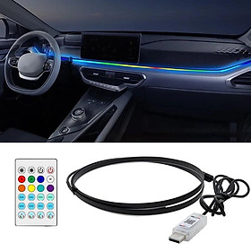 Dây Đèn Led Ambient Light RGB suối chảy 5V Cổng USB Trang Trí Nội Thất Xe Hơi Kèm Điều Khiển Từ Xa