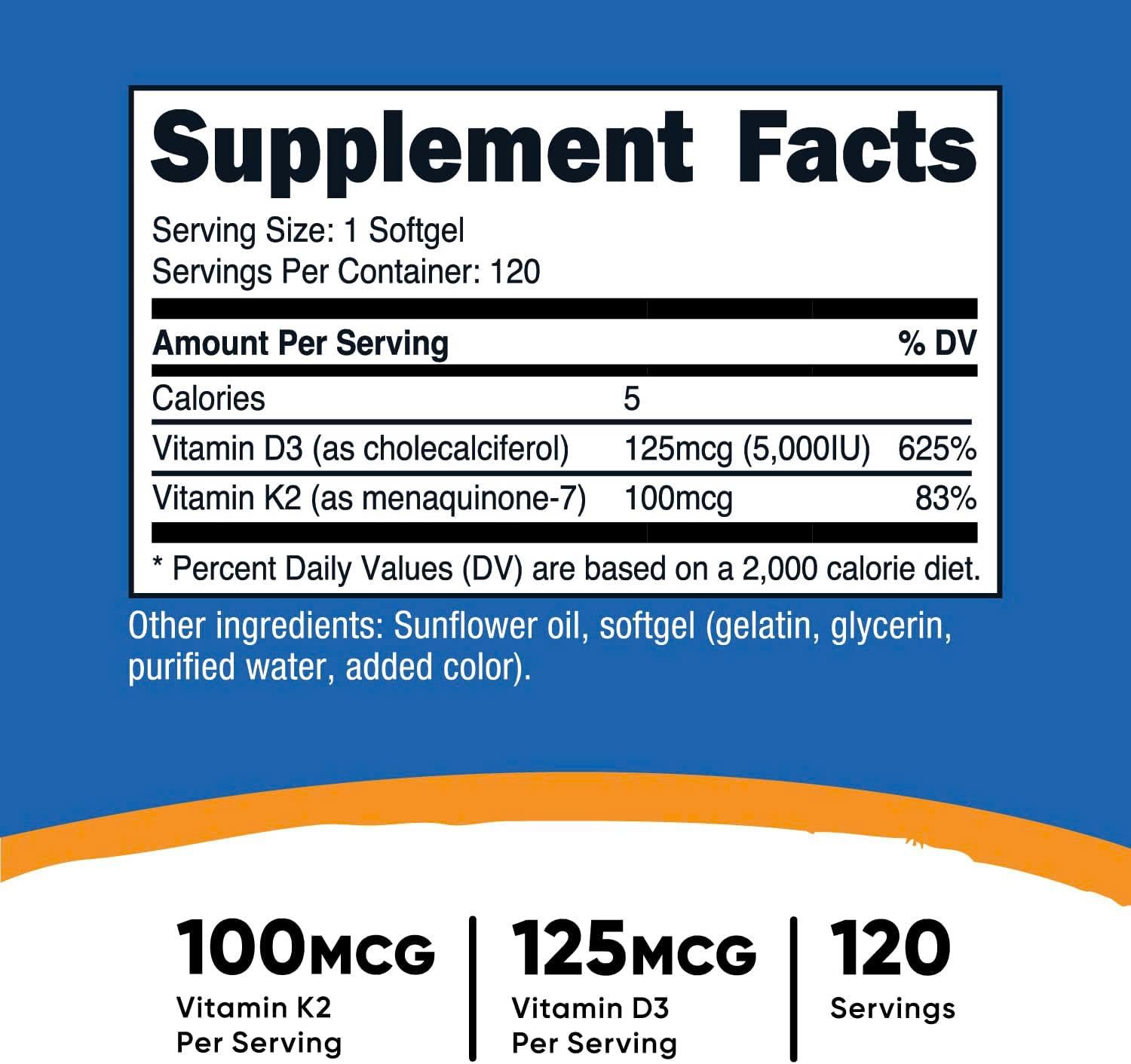 Viên Uống Nutricost Vitamin D3 + K2 MK7 (120 viên), Hỗ Trợ Răng Xương Chắc Khỏe, Ngừa Loãng Xương