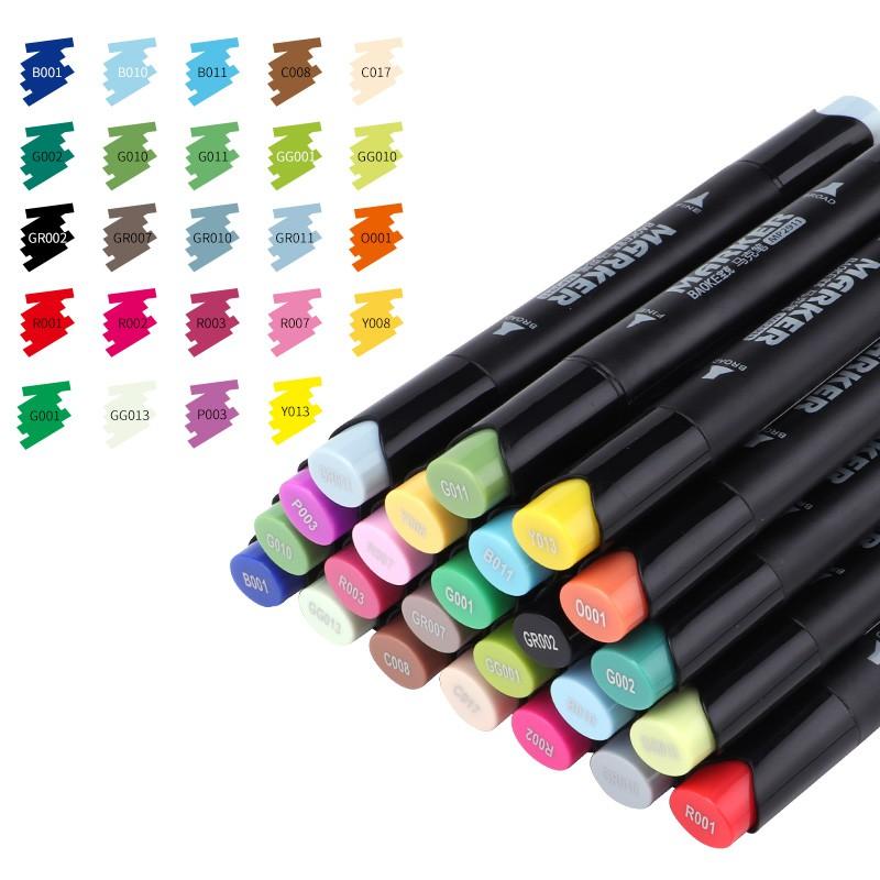 ART MARKER-Hộp 12/18/24 Màu bút lông dầu 2 đầu dùng vẽ mỹ thuật -BAOKE-MP2931