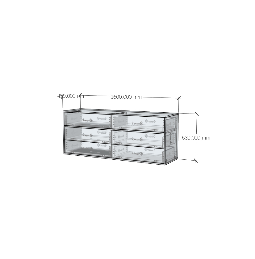 HAPPY FURNITURE , ZACY - Tủ lưu trữ 6 ngăn kéo , THK_209 , 160cm x 45cm x 63cm DxRxC, Sản phẩm phổ thông