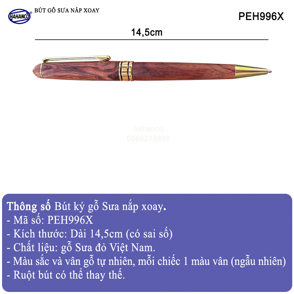 Bút Ký Gỗ Sưa Đỏ - Đẳng Cấp Của Người Thành Đạt/ May Mắn/ Bình An - PEH996X