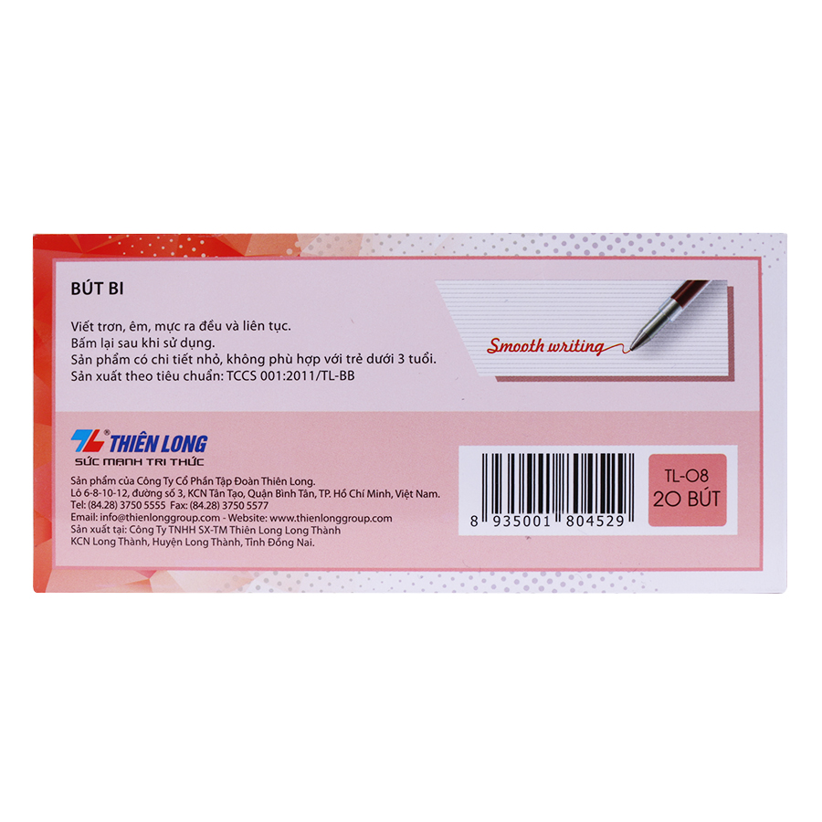Hộp 20 cây bút bi bấm Thiên Long - TL08