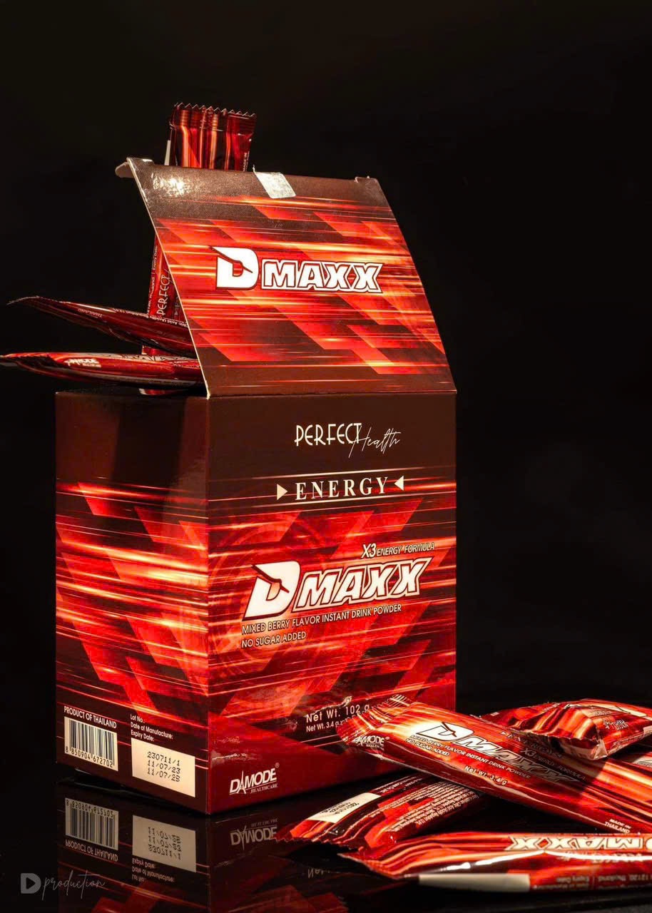DMAXX thức uống bổ sung vitamin năng lượng không đường DAMODE 6 gói dùng thử màu đỏ