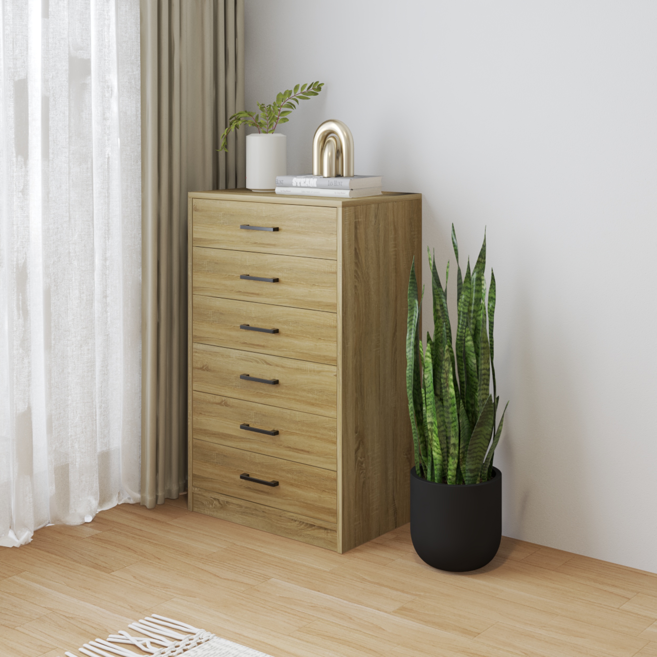 HAPPY FURNITURE , HEINEE - Tủ lưu trữ 6 ngăn kéo, THK_234 , 60cm x 40cm x 84cm DxRxC, sản phẩm phổ thông