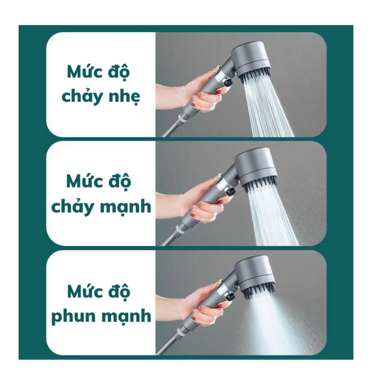 Vòi Sen Tăng Áp, Đầu Vòi Hoa Sen Mát Xa 4 Trong 1, 3 Chế Độ Áp Suất Cao Tiết Kiệm Nước, Lõi Cotton Lọc Cho Nhà Tắm - HÀNG chính hãƞg MINIIN