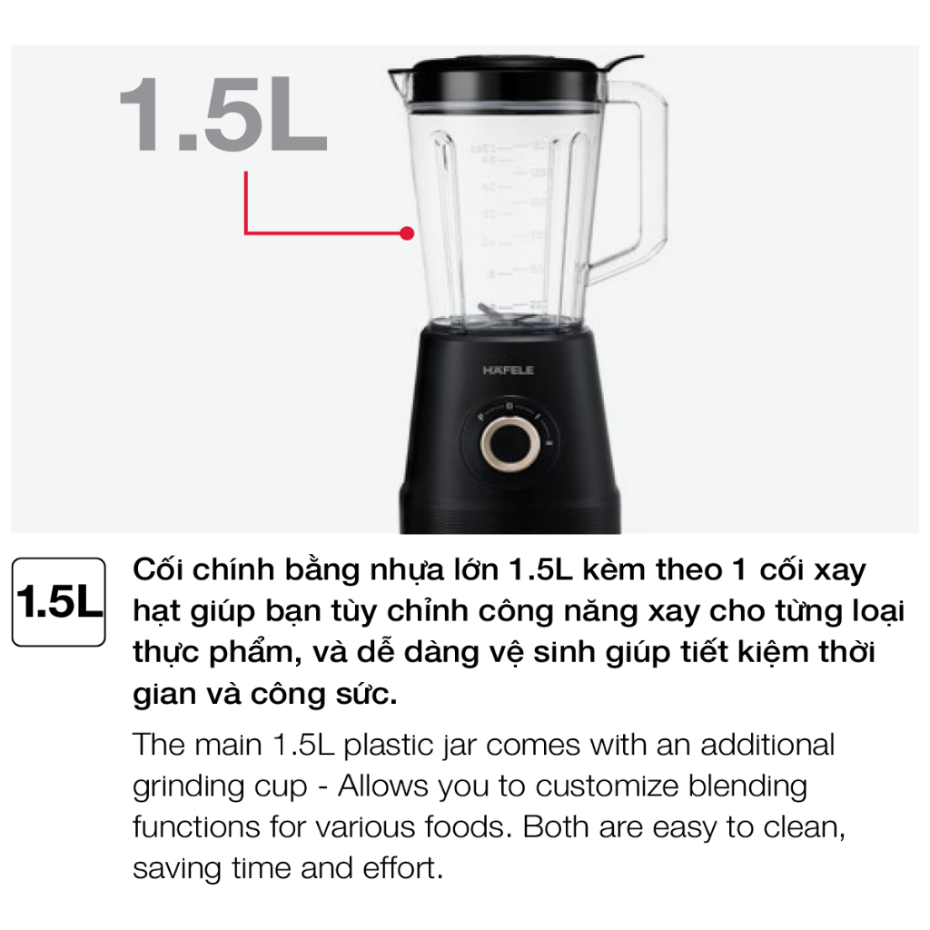 Máy xay sinh tố Hafele HS-B1521TB 535.44.163 - 600W - Hàng chính hãng - Bảo hành chính hãng