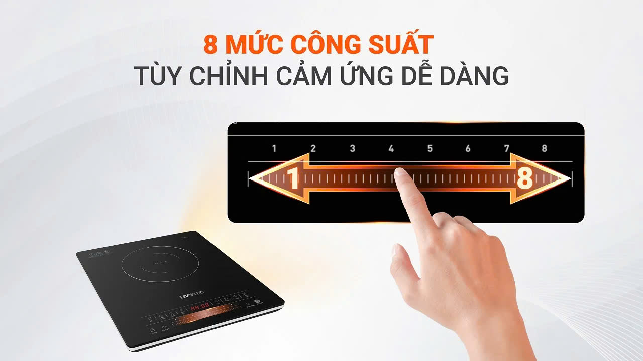 Bếp điện từ đơn Livotec LIS-668 2.000W 8 mức công suất - Miễn phí vận chuyển toàn quốc - Bảo hành 24 tháng - Hàng chính hãng