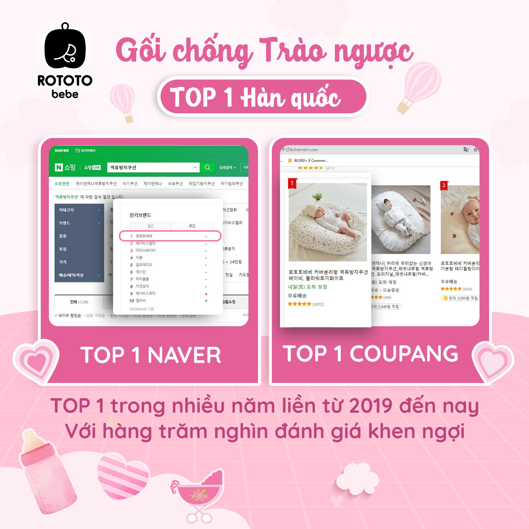 Gối chống trào ngược cho bé Rototo Bebe chất liệu đặc biệt Ripple gợn sóng - Trằng Ripple