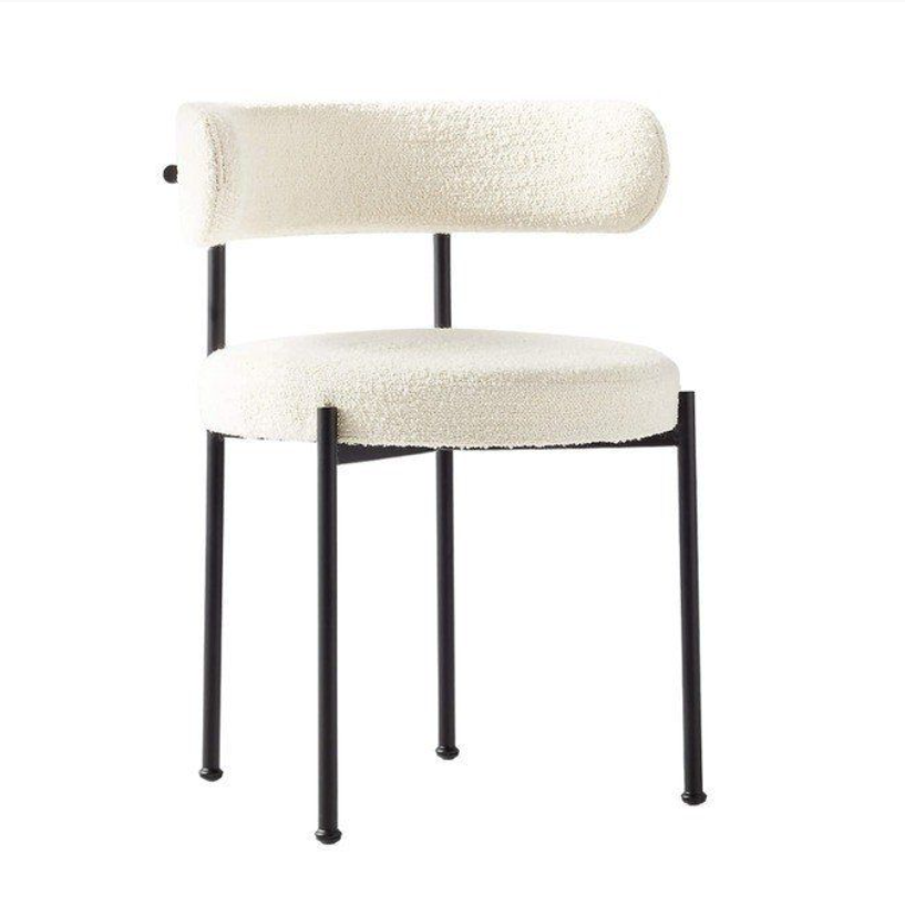 Ghế ngồi phòng ăn Juno Sofa DIAMOCT decor đệm bọc vải lông cừu chân sắt