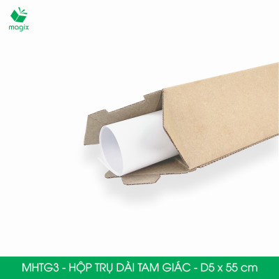 MHTG3 - D5x55 cm - 20 Hộp trụ dài tam giác thay thế ống giấy - Hộp carton đóng gói hàng