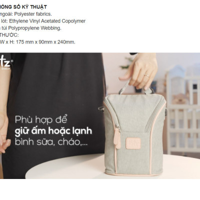 Túi giữ nhiệt bình sữa đôi (chứa được 2 bình sữa cổ siêu rộng) có thể giữ ấm hoặc giữ lạnh + tặng 2 zipper 20x30cm dùng bao đựng bình sữa giúp giữ nhiệt tốt hơn