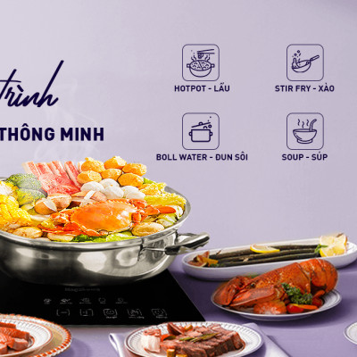 [HỘP QUÀ TẾT] [TẶNG KÈM NỒI LẨU 280x75mm] Bếp từ đơn Nagakawa NAG0718 (2000W) - 5 chương trình nấu - Bảo hành 1 năm - Hàng chính hãng