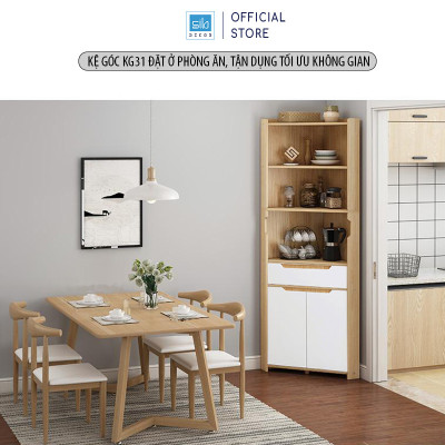 Tủ Gỗ Góc Tường Hình Tam Tam Giác Phù Hợp Đặt Tại Phòng Ăn, Phòng Bếp, Phòng Khách SIB DECOR KG31