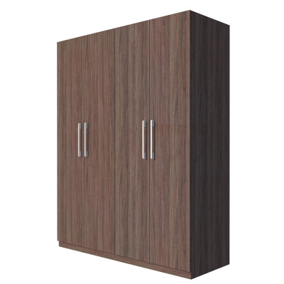 Tủ quần áo gỗ MDF Tundo 4 cánh 2 ngăn treo màu nâu 180 x 55 x 220cm