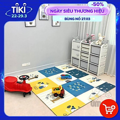 Thảm gấp gọn chống thấm mặt Umoo chính hãng kích thước 180x200cm dày 1.5cm mẫu Sư tử