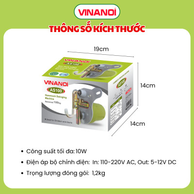 [Mẫu mới cao cấp ]Máy Đưa Võng Tự Động Cao Cấp Vinanoi Asanta AS100 - Sức Đưa 100 Kg Cho Cả Mẹ Và Bé, Dùng Điện 110-220v và pin sạc dự phòng