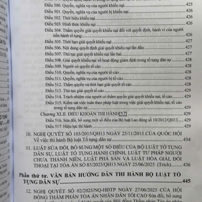 Sách Bộ Luật Dân Sự năm 2015, Bộ Luật Tố Tụng Dân Sự năm 2015 sửa đổi, bổ sung năm 2025 và Các Văn Bản Hướng Dẫn Thi Hành (V2596D)