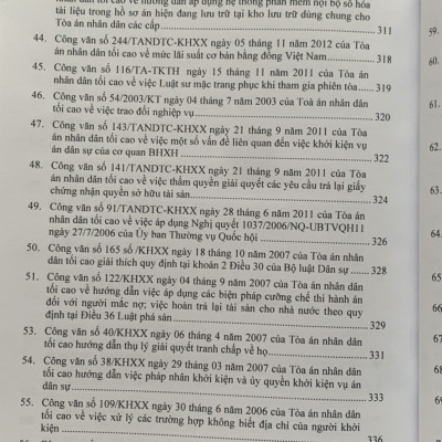 Tổng hợp công văn của Tòa án nhân dân tối cao, hướng dẫn nghiệp vụ, giải đáp vướng mắc trong lĩnh vực dân sự, tố tụng dân sự