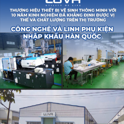 Nắp Bồn Cầu Điện Tử LUVA Bidet LB625 Điều Khiển Cảm Ứng Tiếng Việt, Đổi Lỗi 100 Ngày, Sấy Khô, Chống Nước IPX5, Sấy Vành Ngồi, Chế Độ Rửa Trẻ Em