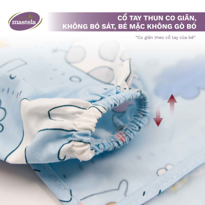 Áo yếm máng dài tay Cotton chống thấm nước cho bé tập ăn dặm, tập vẽ Mastela Dành cho bé từ 0-4 tuổi - Có chọn màu và size