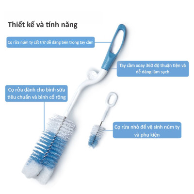 BỘ 2 CỌ RỬA BÌNH SỮA 360° KUKU KU5480