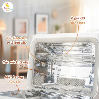 Máy tiệt trùng sấy khô UVC ION Moaz Bebe MB089, máy tiệt trùng khử mùi bình sữa cho bé - Hàng Chính Hãng