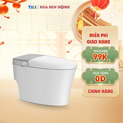Bồn cầu thông minh TUSLO E001 Luxury lớp phủ men cao cấp, thiết kế bo tròn góc cạnh, công nghệ cảm biến hiện đại - Hoa Sen Home - Hàng chính hãng 