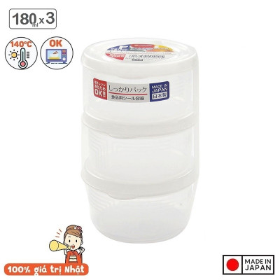 Bộ 3 chiếc hộp thực phẩm Nakaya tròn 180ml hàng nội địa Nhật Bản