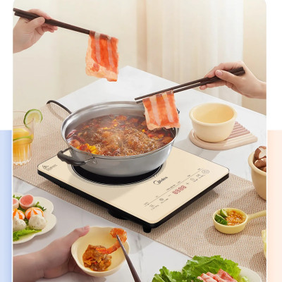 Bếp từ đơn Midea MIC 221 2200W mặt kính pha lê sang trọng, công nghệ từ trường 3D, mâm nhiệt lớn làm nóng trong 5s, cảm ứng hiện đại, có hẹn giờ, tự ngắt khi bỏ nồi, bảo vệ quá nhiệt (TẶNG NỒI LẨU) - Hàng chính hãng