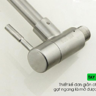 Vòi nước rửa chén bát Inox 304 Cắm Tường Cần mềm - Bát sen 1 Đường Nước (bảo hành 12 tháng)