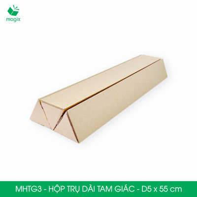 MHTG3 - D5x55 cm - 20 Hộp trụ dài tam giác thay thế ống giấy - Hộp carton đóng gói hàng