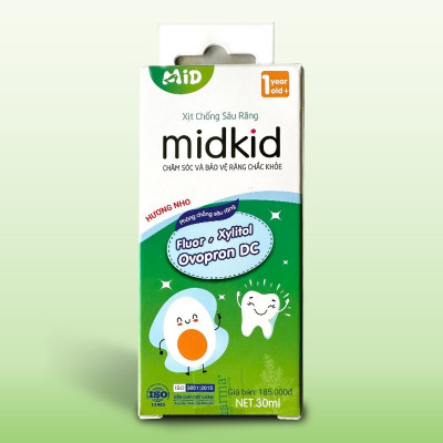 Xịt chống sâu răng Midkid cho bé từ 1 tuổi giúp làm sạch và bảo vệ men răng, vị nho 30ml nuốt an toàn - DK Pharma