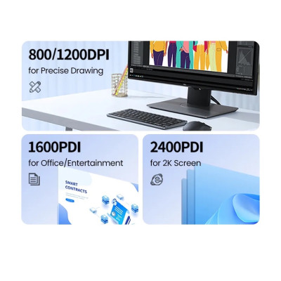 Chuột không dây 2.4G UGREEN MU105 | 4 mức điều chỉnh DPI | Độ yên tĩnh cao | Bảo Hành 18 Tháng - Hàng Chính Hãng