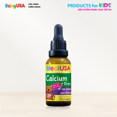 MediUSA Calcium Drops - Thực Phẩm Chức Năng bổ sung Calcium giúp Xương, răng chắc khỏe, giảm nguy cơ còi xương ở trẻ - Hàng chính hãng