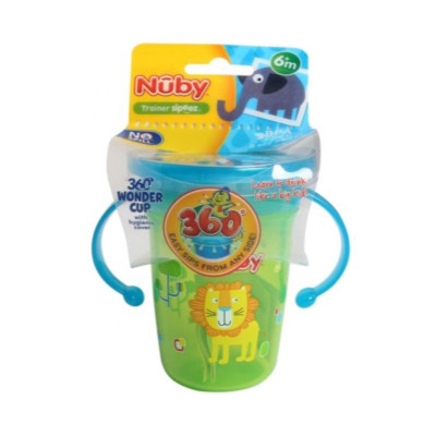 [ 10410-Nuby ] Ca tập uống nước 360 độ chống tràn, loại 2 tay cầm, 240ml