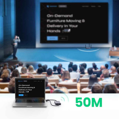 Ugreen UG29463CM506TK 50M 1080P@60Hz Bộ kéo dài tin hiệu HDMI + VGA + 3.5mm không dây 60Mhz 5Ghz Vỏ nhôm 50633a - HÀNG CHÍNH HÃNG
