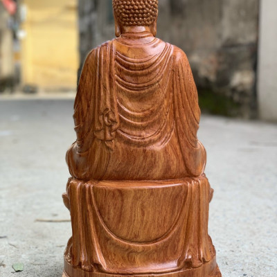 Tượng phật thích ca bằng gỗ hương đá liền khối kt cao 60×30×30cm