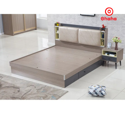 [Miễn phí vận chuyển & lắp đặt] Giường ngủ thông minh cao cấp bọc nệm đầu giường gỗ công nghiệp Ohaha - GN011
